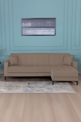 Kilim Mobilya Vela Köşe Uzanmalı Yataklı Köşe Takımı Açık Kahverengi