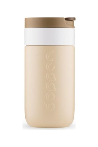 Dopper Travel Mug Yalıtımlı Termos Bardak 300 Ml - Toprak Kahvesi Açık Kahve / Beyaz