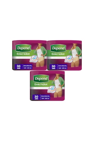 Depend Emici Külot Hasta Bezi XL - Extra Büyük Kadın 90 Adet 3 x 30'Lu
