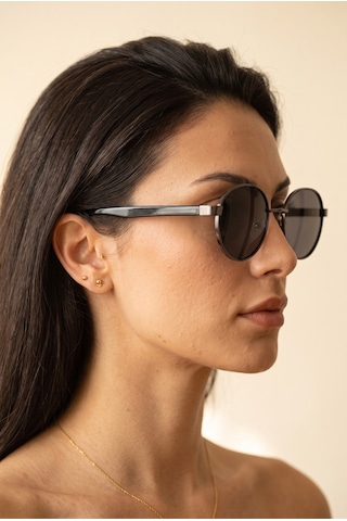 Unisex Polarize Yuvarlak Güneş Gözlüğü Gri Uv400 Korumalı Metalik 89559786