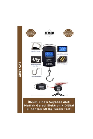 Ölçüm Cihazı Seyahat Aleti Mutfak Gereci Elektronik Dijital El Kantarı 50 Kg Terazi Tartı