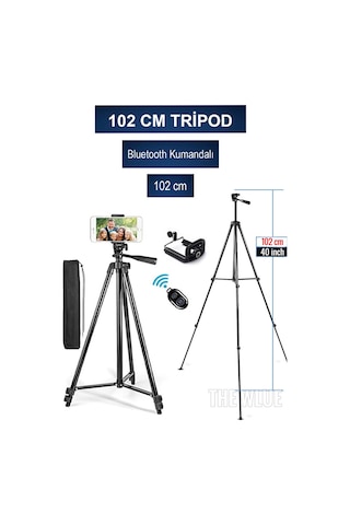 Bluetooth Kumandalı Selfie Tripod 102cm Tüm Telefonlar İle Uyumlu