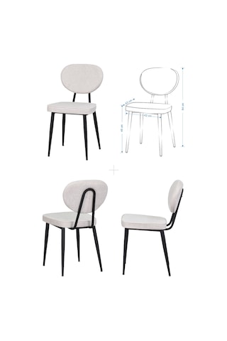 Vilinze Deniz Sandalye Biga Mdf Sabit Metal Ayak Mutfak Masası Takımı - 70x120 Cmbiga70120yr-sn-lkn01-siyah-deniz-skrem Sigmakrem