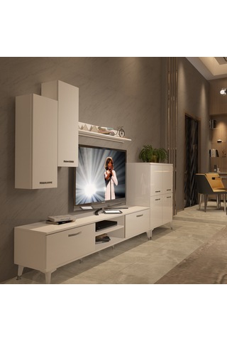 Decoraktiv Eko 6 Mdf Dvd Silver Tv Ünitesi Tv Sehpası Beyaz