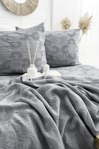 Şaheser Home Collection Yatak Örtüsü Çift Kişilik İt Antrasit Renkli