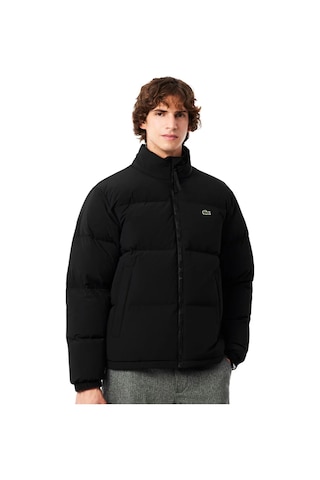 Lacoste Relaxed Fit Down Fill Mens Jacket Gizlenebilir Kapüşonlu Rahat Kesim Suya Dayanıklı Erkek Kaz Tüyü Mont Siyah Siyah