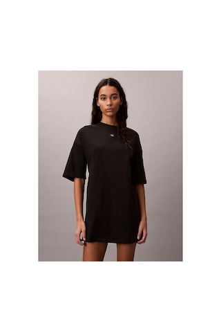 Calvin Klein Kadın Ss Oversize Woven Label T-shirt Elbise-16196 Siyah