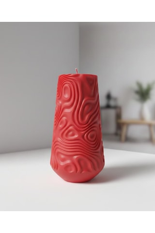 Özdemcandle Desenli Vazo Şeklinde Dekoratif Kokulu Soya Mum Kırmızı 7.3x13.5 Cm Koku Seçenekleri İçin Ürün Açıklamasını İnceleyiniz Kırmızı
