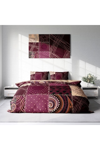 Monohome Patchwork 3D Pamuk Saten Çift Kişilik Nevresim Takımı Çok Renkli