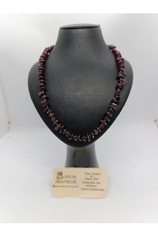 Lal/granat Güç Taşı Taşı Kolye Doğaltaş Tasarım Kolye-1001 Bordo