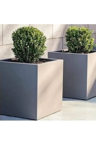 Mofiba Fiberglass Saksı Kare 30cm 30cm 30h Cm Gri