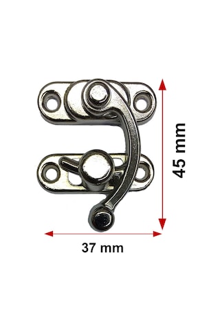 2 Adet Büyük Boy Yay Gözü Kancalı Kilit Nikel Kutu Sandık ve Kapak Klipsi 37x45 mm