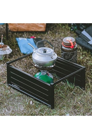 Pazly Barbekü Pikniği İçin Katlanır Kamp Masa, Alüminyum Alaşım, Taşınabilir, Hafif, S Açık Sırt Çantası Siyah