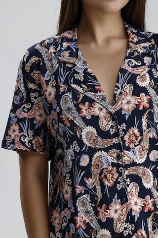 Kompedan Kadın Önden Düğmeli Şal Desen Pijama Takım Şal Dsn2