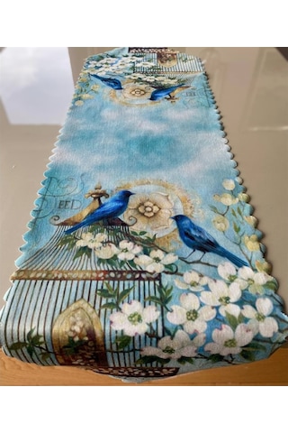 Kuş Desenli 40x140 Cm Lazer Kesim Runner 140 X 40 -Dikdörtgen-Karışık (473327111)