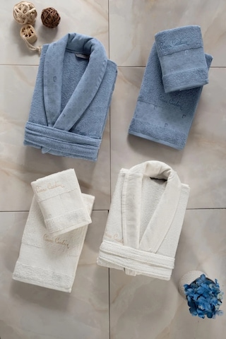 Aile Bornoz & Havlu Seti L1.pc.004.12.c17 Indigo - Krem