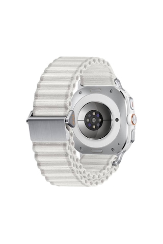 Zore Galaxy Uyumlu Watch Ultra 47mm Krd-120 Naylon Kumaş Hasır Örgülü Kordon-beyaz
