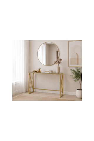 Familieconcept Melisa Serisi Gold Lüks Dresuar - 4mm Füme Temperli Camlı - 100x80x30 Cm Altın