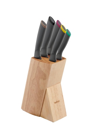 Tefal Fresh Kitchen Ahşap Blok & 5 Parça Bıçak Seti 001 Siyah