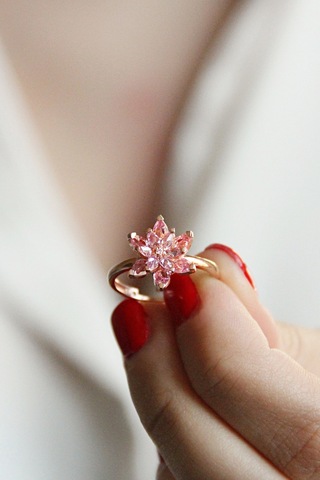 Argentum Concept 925 Ayar Gümüş Pembe Lotus Çiçeği Yüzük - Y023401