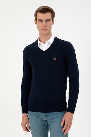 U.S. Polo Assn. Erkek Slim Fit V Yaka Lacivert Kazak 50297063-VR033