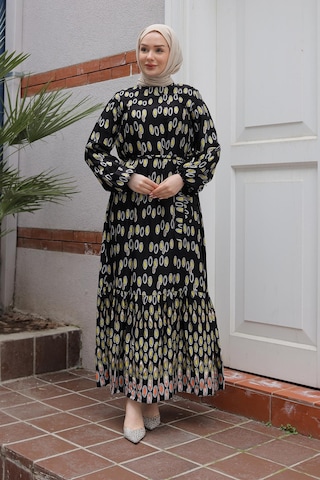 Armine Trend Desenli Elbise-siyah 25yt928 Siyah