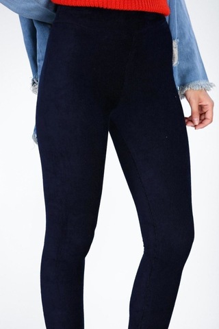 Kadın Kadife Yüksek Bel Tayt - Lacivert Lacivert