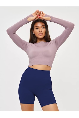 Mistirik Jerovin Model Toparlayıcı Örme Seamless Push Up Etkili Kısa Şort Lacivert Renk Lacivert