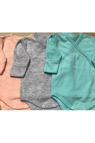 Özdemirlitekstil Bebelino Çıtçıtlı Kruvaze Badi (3 Lü Paket) Çok Renkli