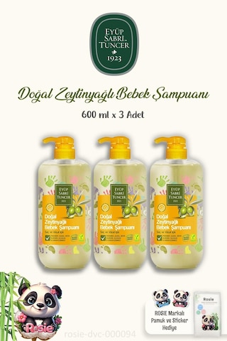 3 Adet Eyüp Sabri Tuncer Doğal Zeytinyağlı Bebek Şampuanı 600 Ml Ve Rosıe Pamuk