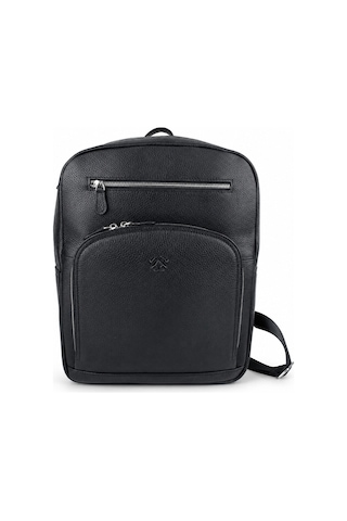 Alphaclub Bag Erkek Siyah Hakiki Deri Laptop Bölmeli Çok Fermuarlı Sırt Ve Laptop Çantası
