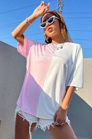 Uyguntarz Unisex Everything Baskılı Oversize Tshirt Pembe