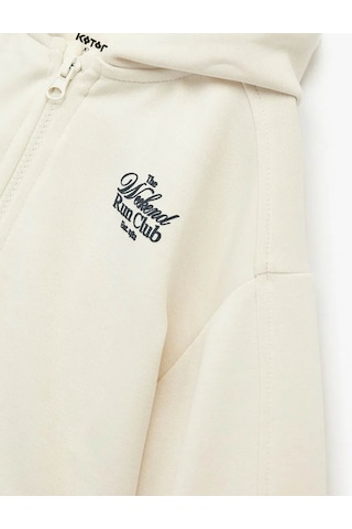 Koton Fermuarlı Kapşonlu Ekru Kız Çocuk Sweatshirt 6wkg10281ak Ekru