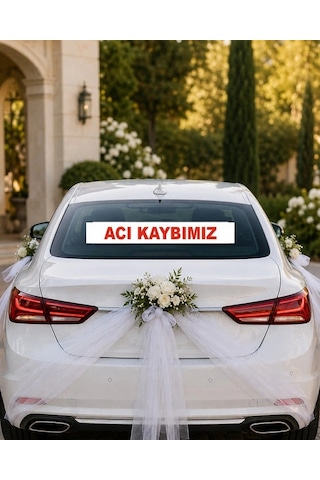 Acı Kaybımız Araba Arkası Konvoy Yazısı 100 15 Cm Beyaz