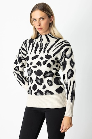 On Fashion Desenli Degaje Kadın Bej Kazak 65322 Bej