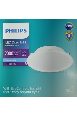Philips Eridani Dl190b 23w 200mm Delik Çapı 6500k Beyaz Işık 2000 Lümen Spot Beyaz
