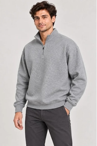 Erkek Üç İplik İçi Şardonlu Dik Yaka Yarım Fermuarlı Kışlık Sweatshirt - Gri Erkek Üç İplik İçi Şardonlu Dik Yaka Yarım Fermuarlı Kışlık Sweatshirt - Gri