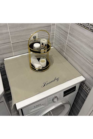 Laundry Duck Keten Su Geçirmez Ve Kirlenmez Çamaşır Makinesi - Buzdolabı - Bulaşık Makinesi Örtüsü Açık Gri