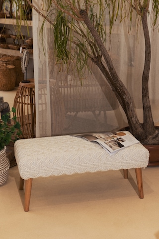 Bliss Krem Kabartma Dokulu Bench 42 X 91 X H 42 Cm 4283