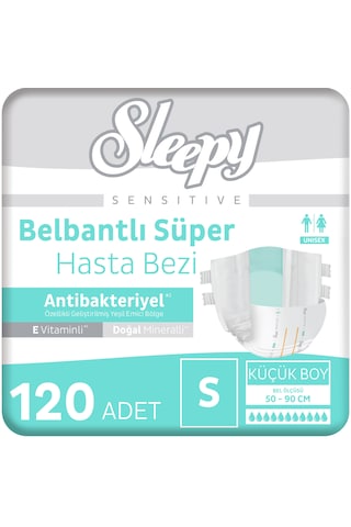 Sleepy Sensitive Antibakteriyel Süper Yetişkin Hasta Bezi Small 30x4 120 Adet S