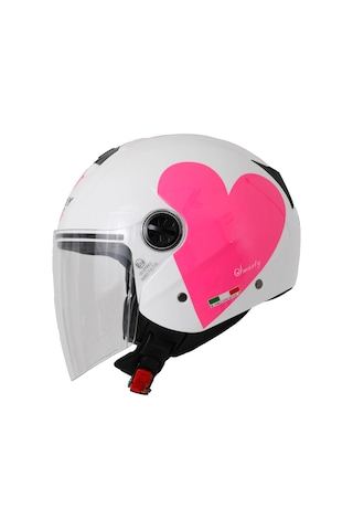 Sway Sw 715 Heart Yarım Kask Beyaz Pembe