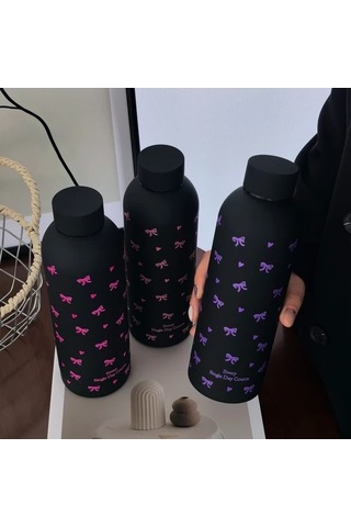 Trendooze Temiz Pembe Kurdeleli 17 Oz Paslanmaz Celik Termos Sıcak Soguk Içicekler Seyahat Spor Gaojunshop01 Desenli Paslanmaz Pembe