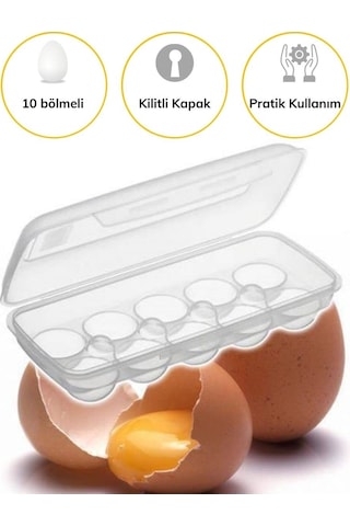 Buffer® 10 Bölmeli Kilitli Kapaklı Yumurtalık Saklama Kutusu Çok Renkli