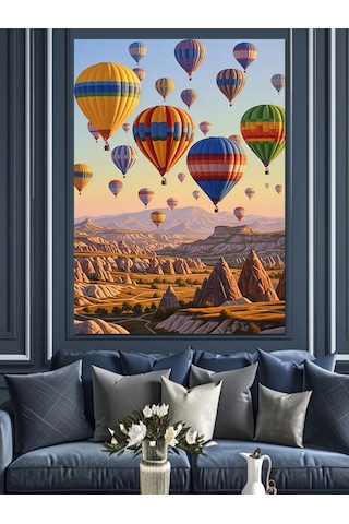 Ahşap Tablo Kapadokya Uçan Sıcak Balonlar