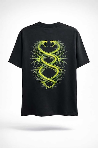 Dark Line Sırt Baskılı %100 Pamuk Oversize T-shirt Darkline023 Siyah