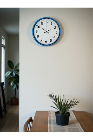 Zentime 36 Cm Mavi Dekoratif Duvar Saati çok Renkli