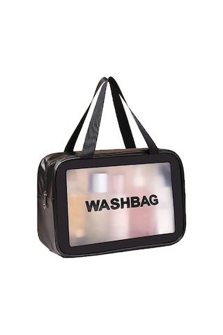 Caş Dekorasyon Siyah Renk Washbag Su Geçirmez Büyük Boy Makyaj Çantası