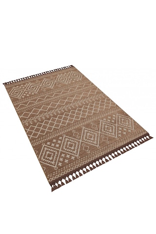 Decoser Halı Garden Serisi 12-kahve Etnik İskandinav Desenli Koridor Salon Oturma Odası Kilim Halısı Kahverengi