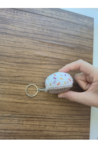 Amigurumi Eti Puf Anahtarlık Beyaz - Gri