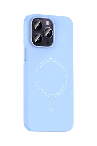 Maks Technology iPhone Uyumlu 14 Pro Max Kılıf M-safe Şarj Özellikli Kamera Korumalı Mkst Elio Sert Pc Kapak - Açık Mavi